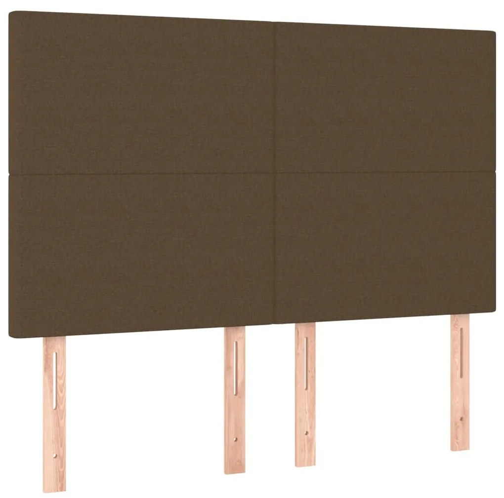 Cama box spring c/ colchão/LED 140x200cm tecido castanho-escuro