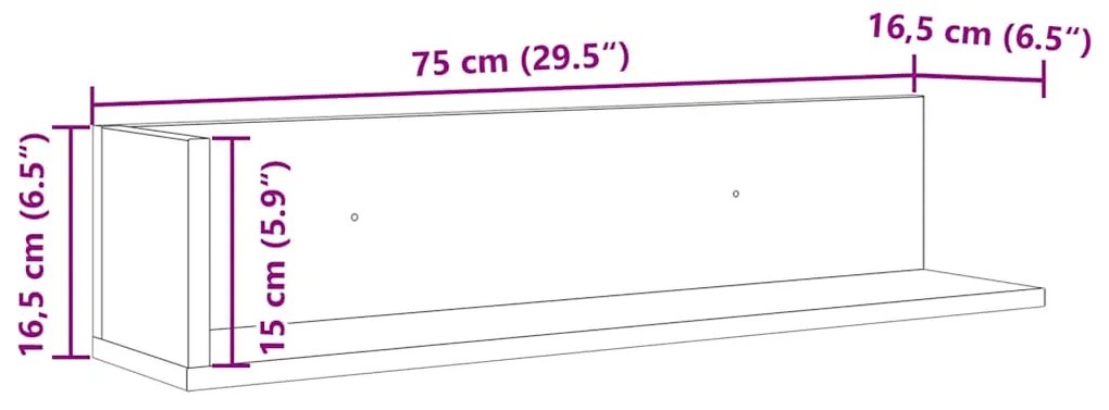 Prateleiras de parede 2 pcs derivados de madeira cinza cimento