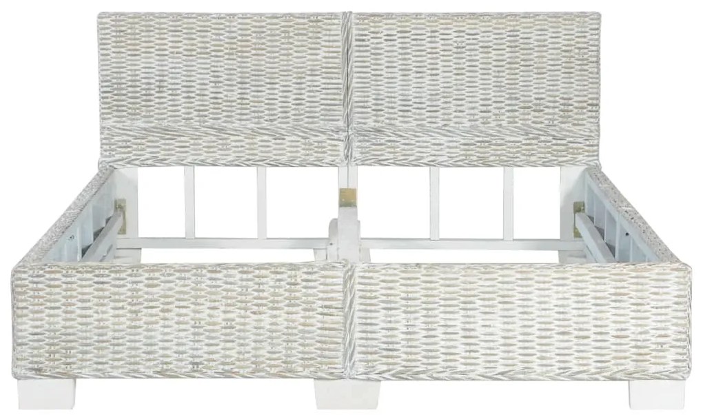 Estrutura de cama 140x200 cm vime genuíno cinzento