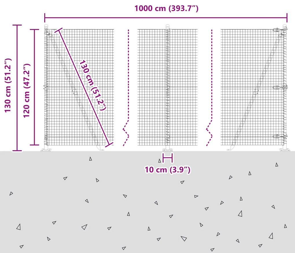 Cerca de Arame Soldado com 7 Postes Flangelados Verde 1,2x10 m Aço