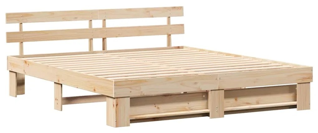 Estrutura da Cama Castanho 200 x 200 cm Madeira de pinho maciça