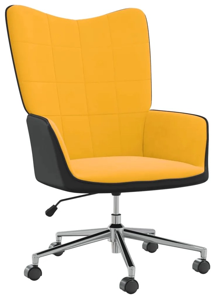 327904 vidaXL Cadeira de descanso PVC e veludo amarelo mostarda