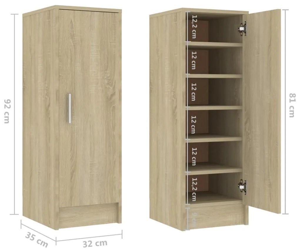 Armário para sapatos derivados de madeira carvalho sonoma