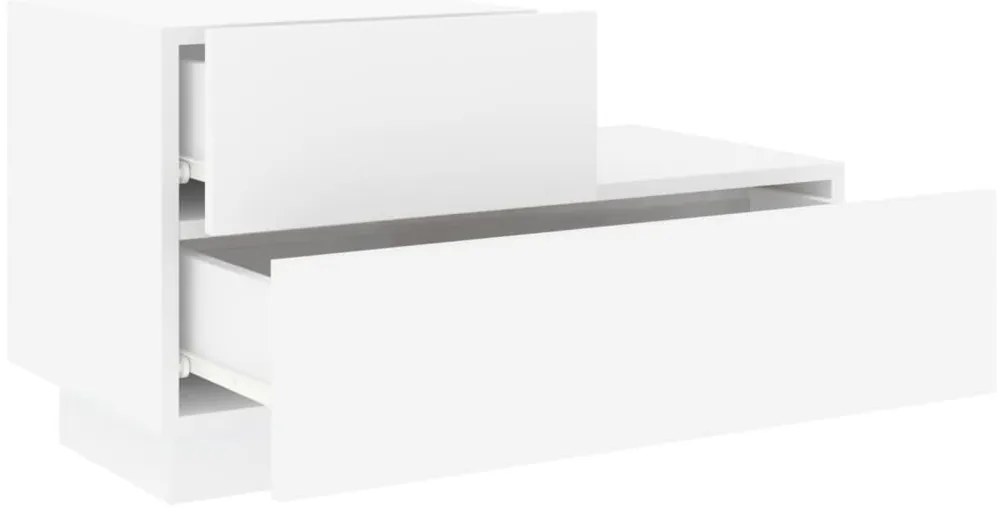 Mesa de cabeceira com luzes LED 70x36x40,5 cm branco