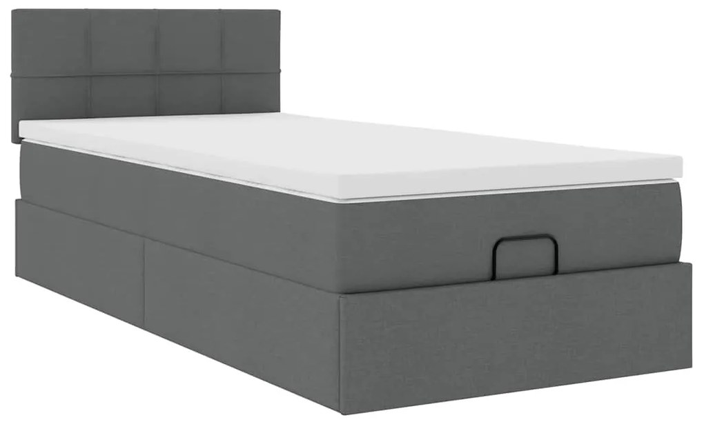 Estrutura cama otomana colchão 90x190 cm tecido cinzento escuro