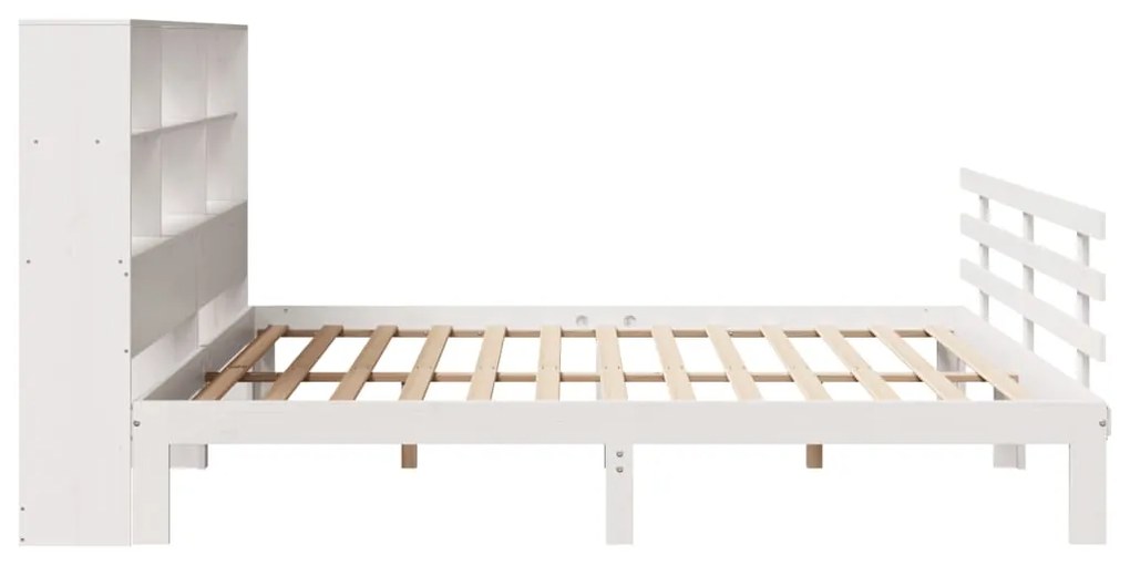 Cama com estante sem colchão 180x200 cm pinho maciço branco