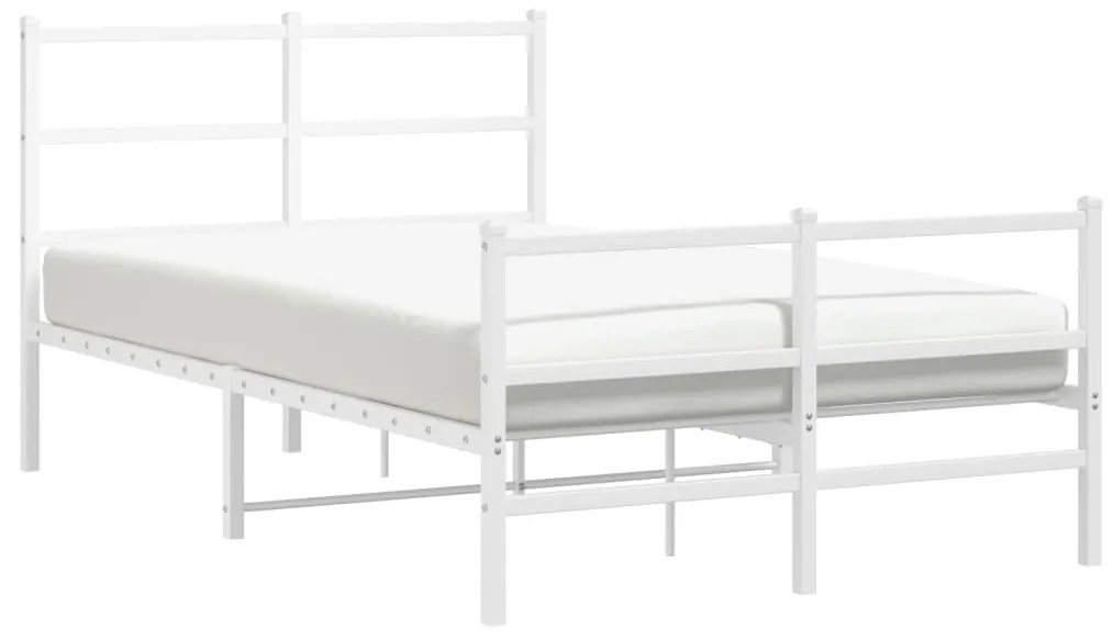 Estrutura de cama com cabeceira e pés 120x200 cm metal branco