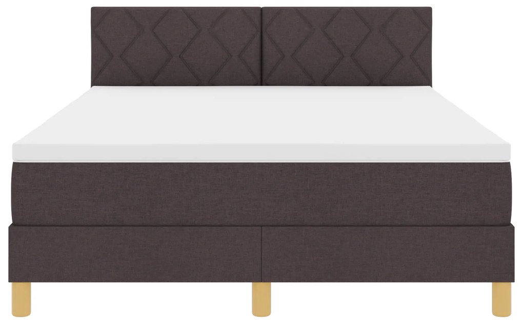 Cama Box Spring com Colchão Castanho Escuro 160x200 cm Tecido