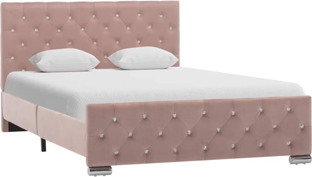 Estrutura de cama 120x200 cm tecido rosa