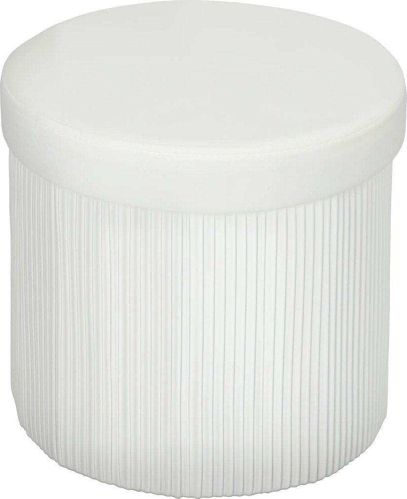 Puff de Arrumação Banco de Arrumação Dobrável 35 L 38x38x38 cm Estofado em Veludo Baú de Arrumação Redondo Creme