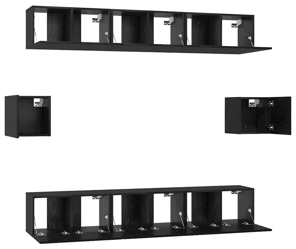 Conjunto de móvel de TV 8 pcs Carvalho preto 60 x 30 x 30 cm