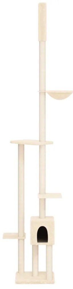 Árvore p/ gatos altura ajustável chão-teto 258,5-284,5 cm creme