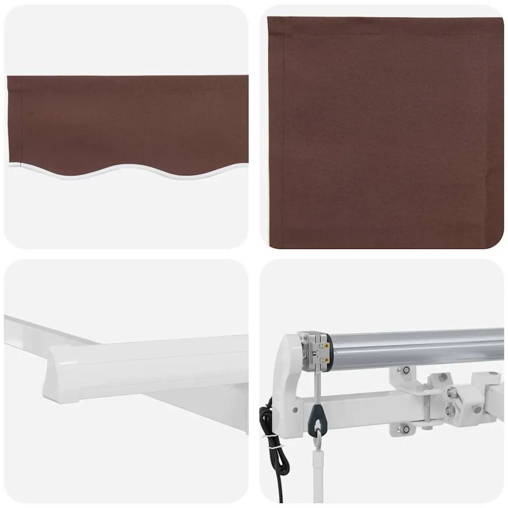 Toldo Retrátil Manual Marrom e Branco