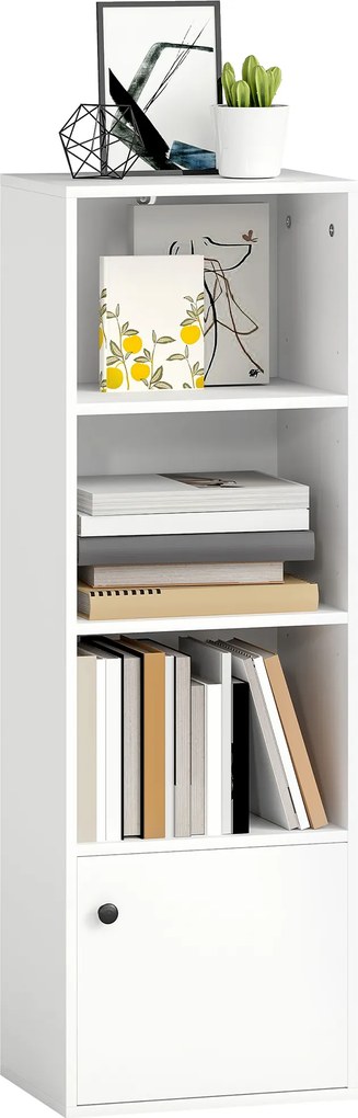 Estante de 4 Níveis Estante para Livros com Prateleiras Ajustáveis e Armário Estante Moderna 40x30x120 cm Branco