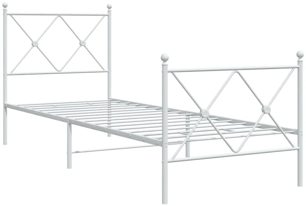 Estrutura de cama com cabeceira e pés 80x200 cm metal branco