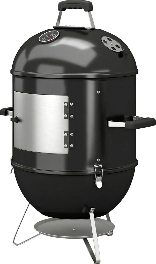 Fumador 3 em 1 com 3 grelhas de cozedura, termómetro integrado, ventilação regulável, 62,5 x 47,5 x 91 cm, preto