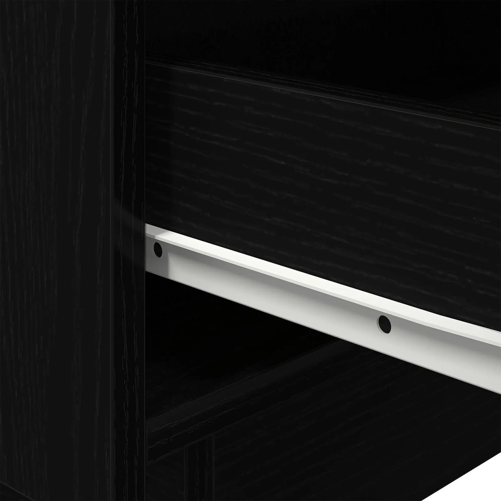 Cômodas de Cabeceira com Luzes LED 2 pcs Carvalho Preto 45x40x55 cm
