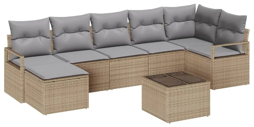 Conjunto de Sofá de Jardim com 8 Peças e Almofadas Rattan Preto