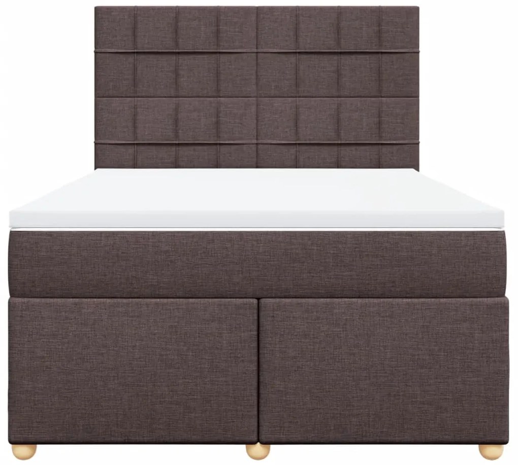 Cama com molas/colchão 160x200 cm tecido castanho-escuro