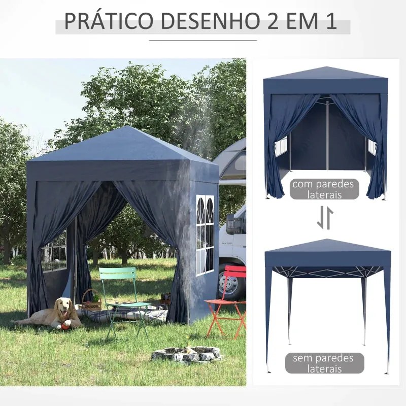 Tenda de Jardim Dobrável com Janelas - 2x2m