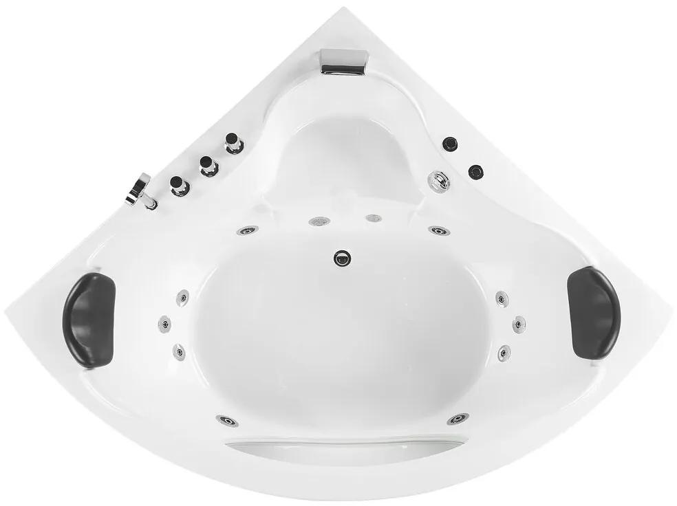 Banheira de hidromassagem de canto branca com LED 140 cm TOCOA II Beliani