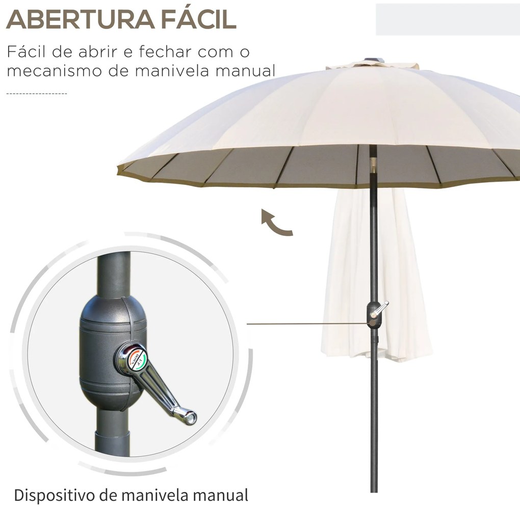 Chapéu de Sol de Jardim Ø2,5x2,4 m Chapéu de Sol de Terraço com Manive