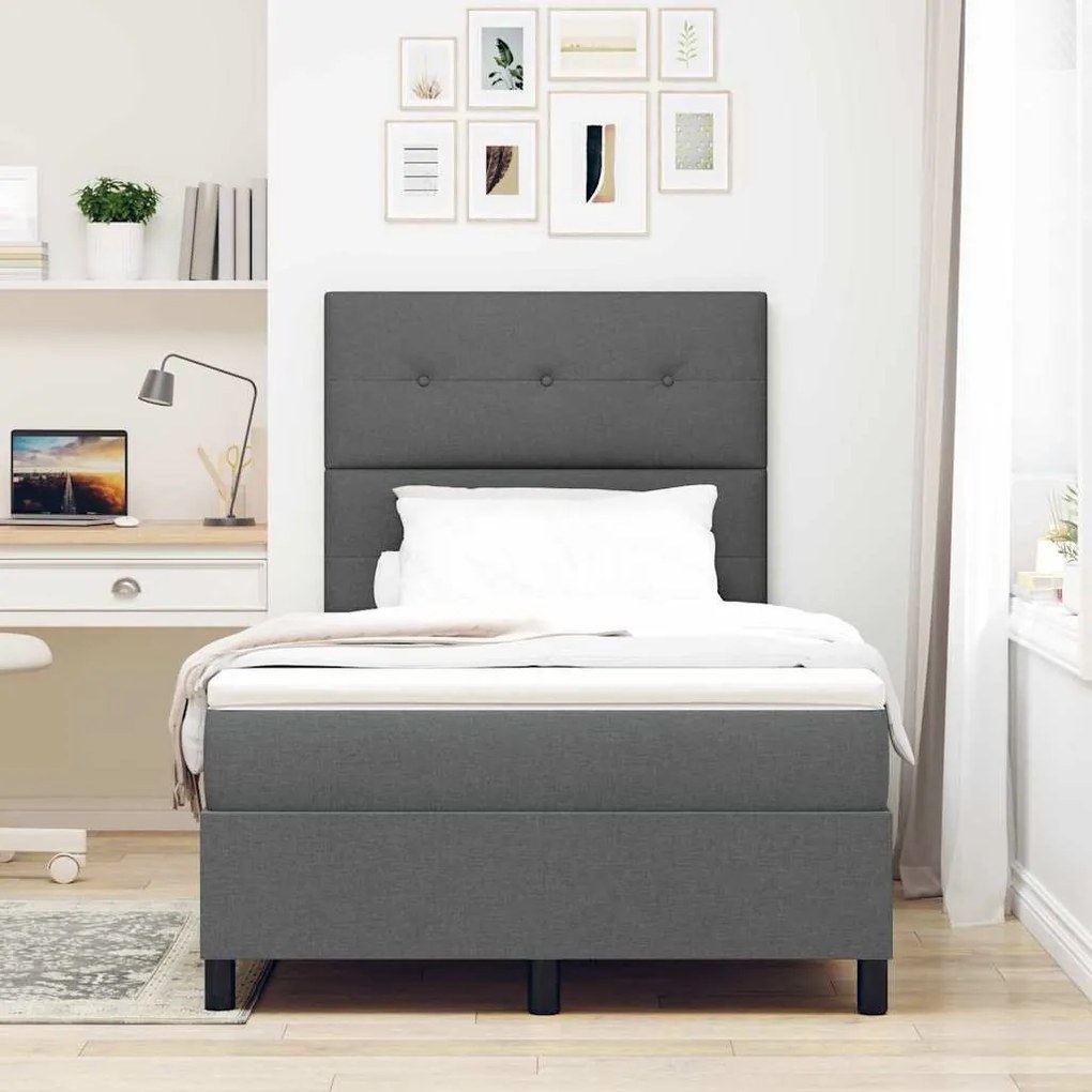 Cama Box Spring com Colchão Cinza Escuro 120x200 cm Tecido
