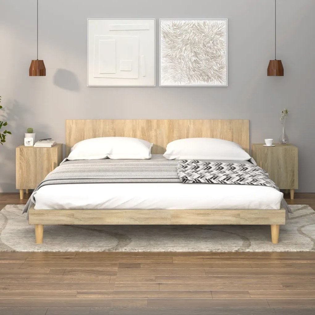vidaXL Mesas de cabeceira 2pcs derivados de madeira carvalho sonoma
