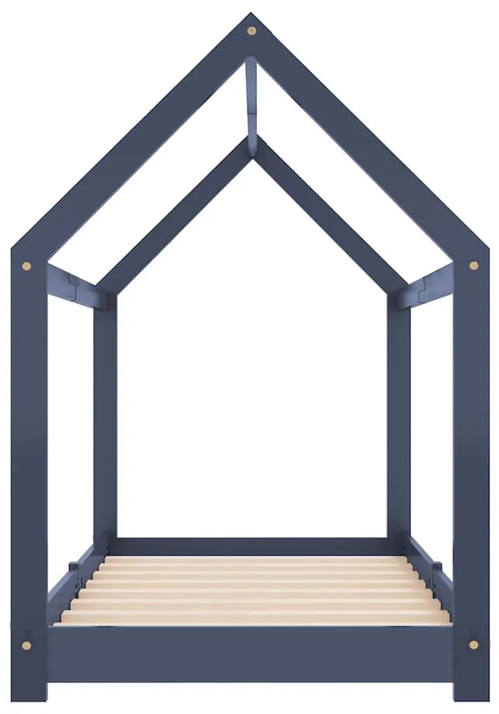 Estrutura de cama para crianças 70x140 cm pinho maciço cinzento