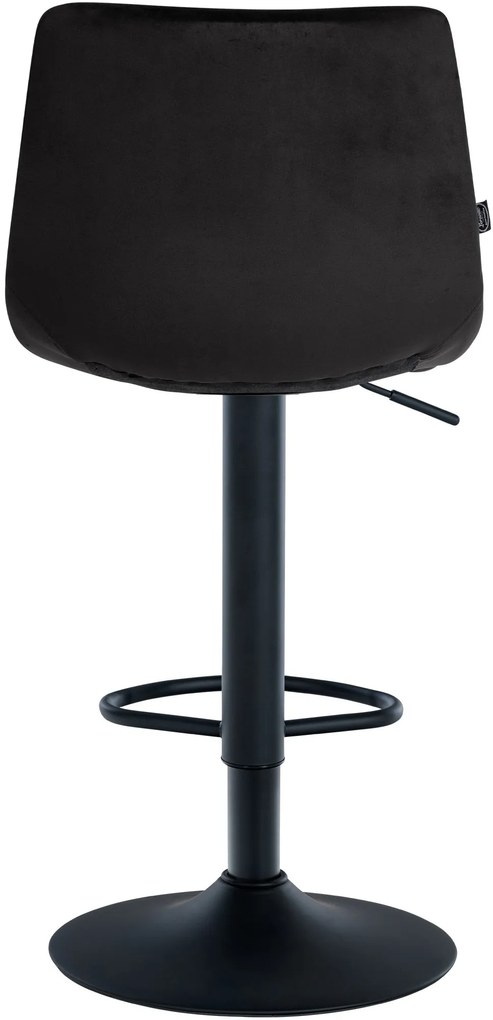 Banco de bar Jerry em veludo com estrutura preta 87-108,5 x 43 x 46,5 cm Preto