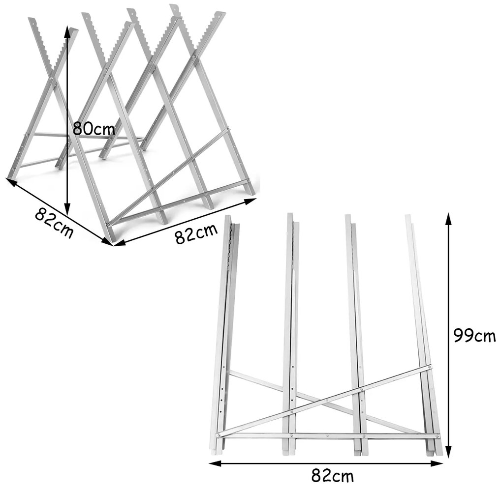 Cavalete para Cortar dobrável Lenha Suporta até 100 kg Lenha de corte portátil 82 x 82 x 80 cm 82 x 82 x 80 cm