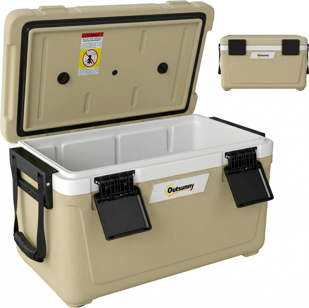 Outsunny Caixa Térmica 42,6L Grande, refrigeração passiva até 72 h, isolamento integral em espuma PU, válvula de drenagem, portátil | Aosom Portugal