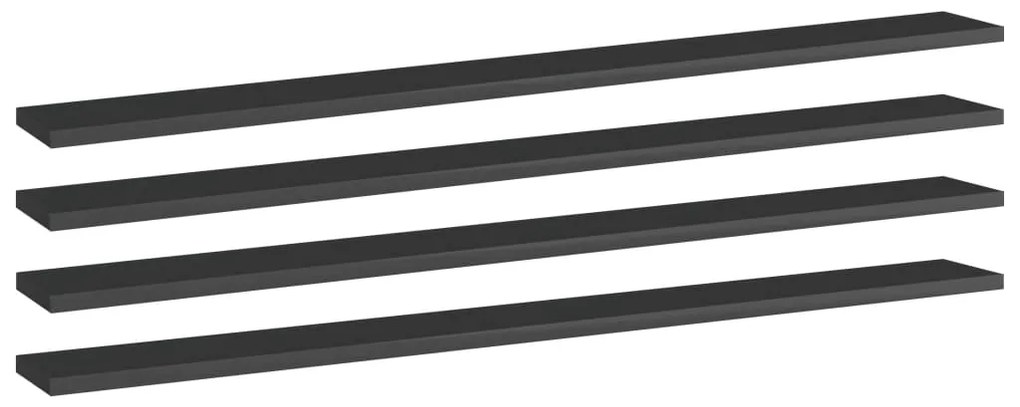 vidaXL Prateleiras estante 4pcs 100x10x1,5cm contrapl. preto brilhante