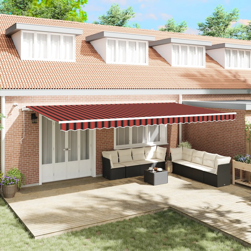 vidaXL Toldo Retrátil Automático com LED em Laranja e Marron 600x300 cm