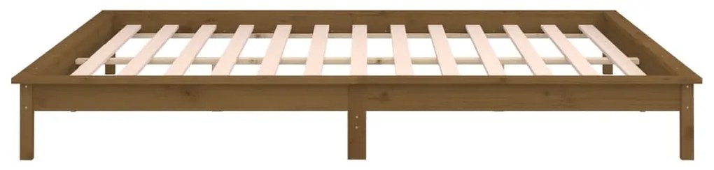 Estrutura de cama c/ LEDs 140x200cm madeira maciça castanho mel