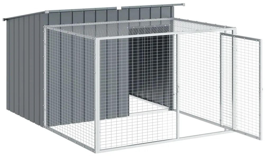 Casota p/ cães c/ parque 153x194x110 cm aço galvaniz. antracite