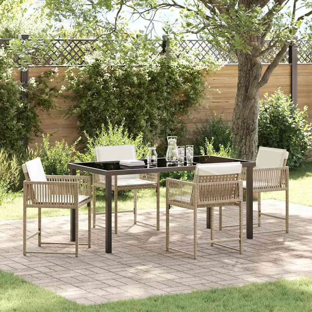 vidaXL Conjunto de Jantar para Jardim 5 pcs Bege vime PE