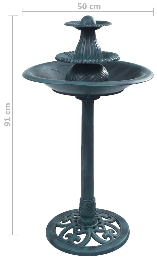 Banheira para pássaros com fonte 50x91 cm plástico verde