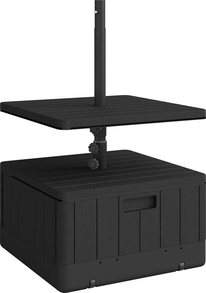 Outsunny Base para Chapéu de Sol Exterior 3 em 1 Mesa Auxiliar Ajustável Vaso Recarregável com Areia 80 kg Preto | Aosom Portugal