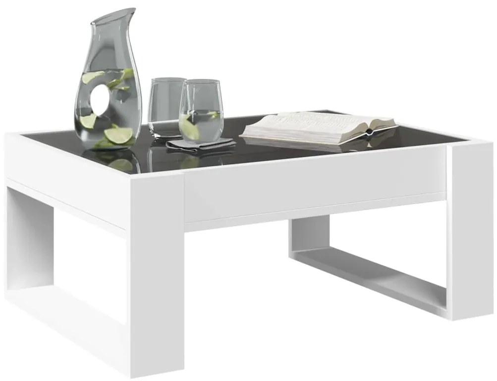 Mesa de centro luzes LED Infinity 70x53x30 cm branco