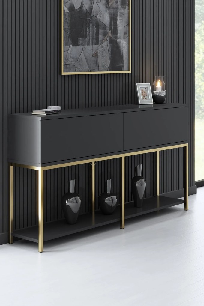 Console Lord – Anthracite e Dourado – 150x80x30 cm