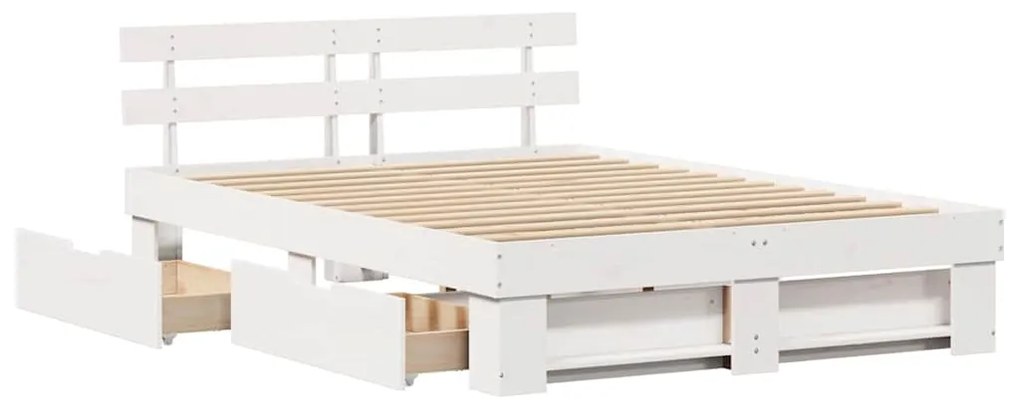 Estrutura da Cama Branco 140 x 200 cm Madeira de Pinheiro