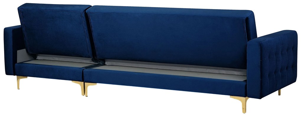 Sofá de canto 4 lugares com repousa-pés em veludo azul marinho à esquerda ABERDEEN Beliani