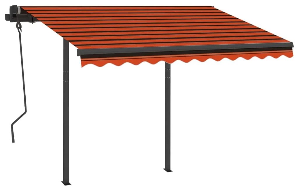 Toldo retrátil automático com postes 3x2,5 m laranja e castanho