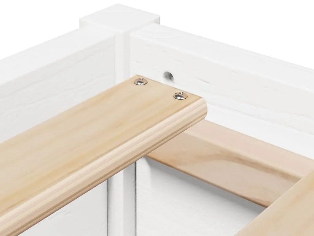 Cama com colchão 90x200 cm madeira de pinho maciça branco