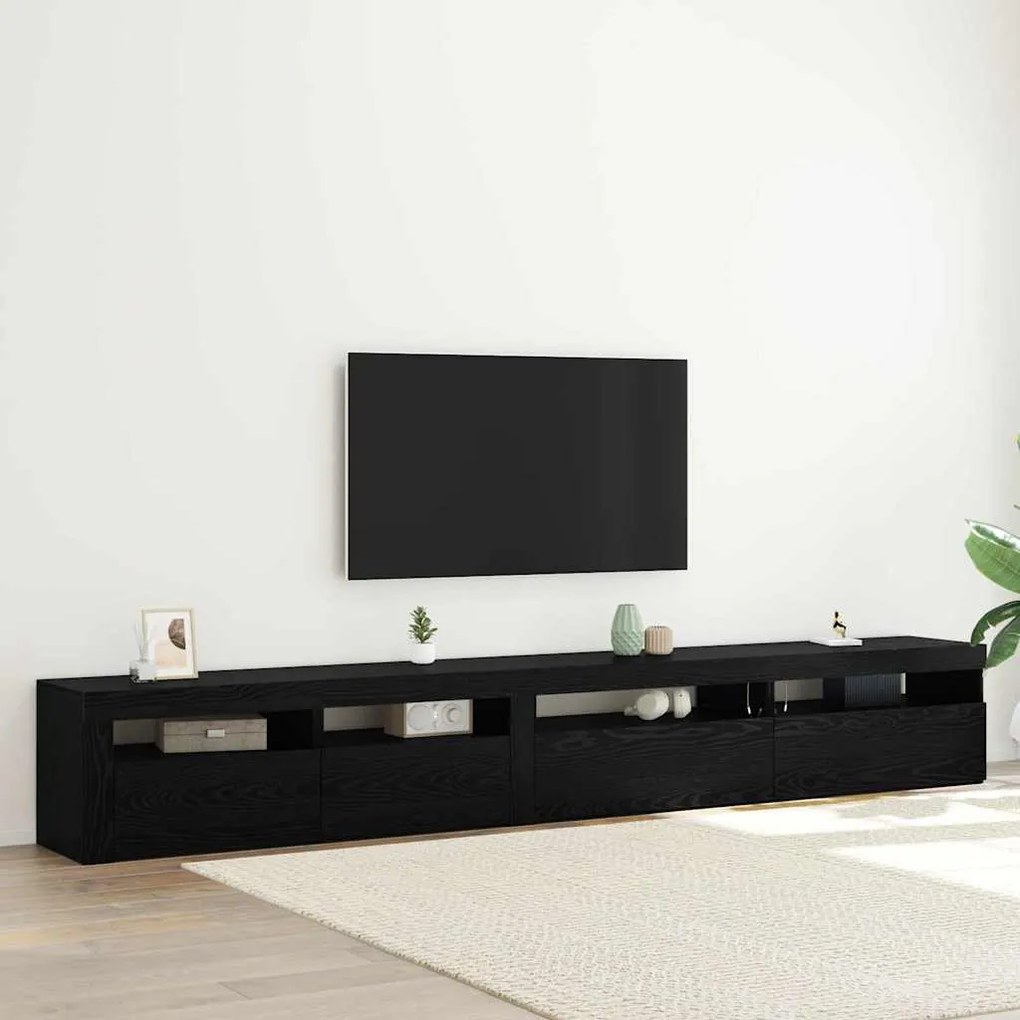 Conjunto de Cabinet de TV vidaXL 3 Peças com Luzes LED Carvalho Preto