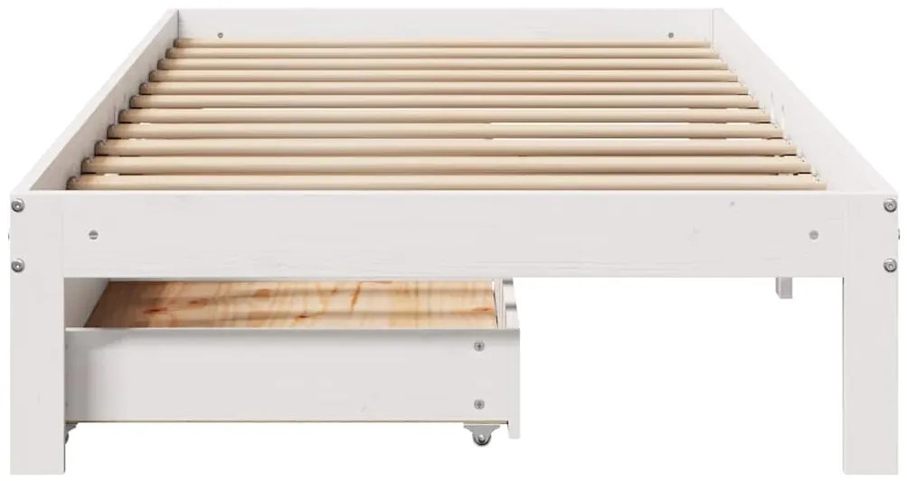 Estrutura de cama com gavetas 90x190 cm pinho maciço branco