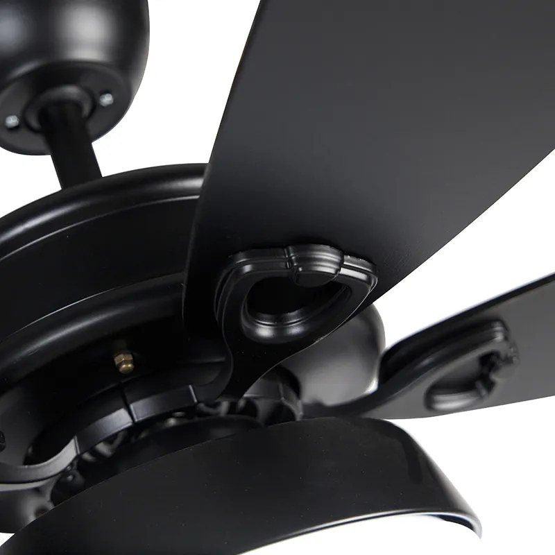 Ventilador de teto preto com controle remoto incluindo LED - Malaki Moderno