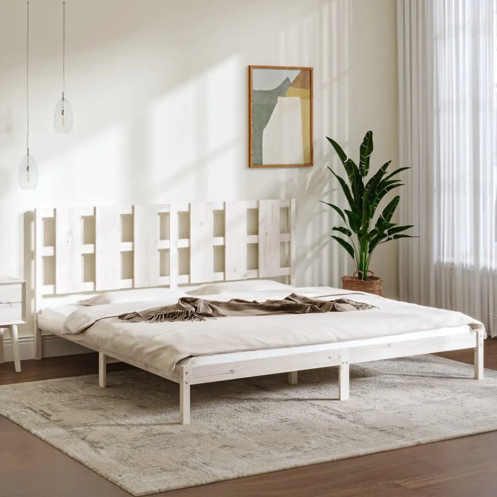 Estrutura de cama super king 180x200 cm madeira maciça branco