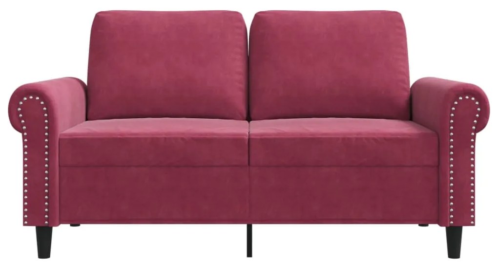 Sofá de 2 lugares veludo 120 cm vermelho tinto